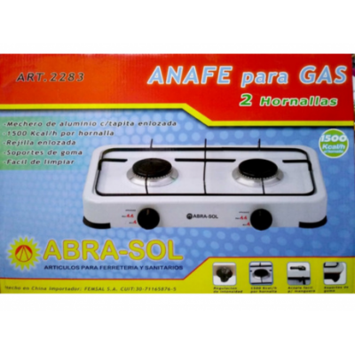 Anafe Abrasol 2283 2 Hornallas 1500 K Gas Envasado Enlozado