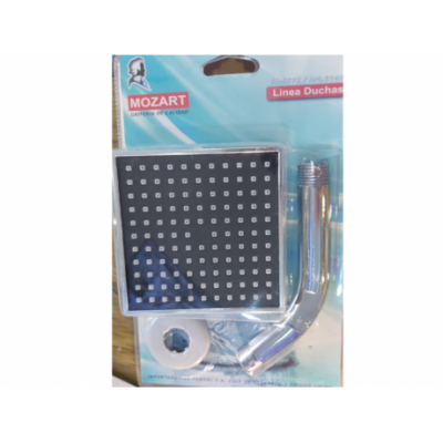 Duchador Flor Ducha + Caño Mozart Cuadrada 10x10cm Pvc Cromo