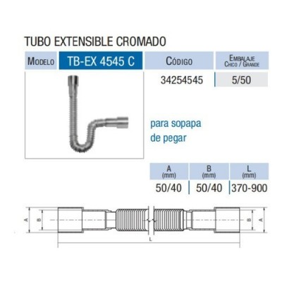 Caño Corrugado Tubo Extensible Latyn Tbex4545c Cromo 50/40