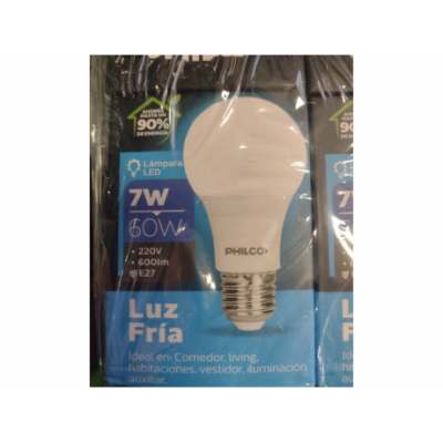 Lámpara Led Philco 7w Luz Fría 60 W Vida Útil 10000hs 600lm