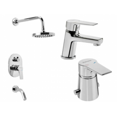 Combo Grifería Baño Peirano Mora Lavatorio+ Ducha Emb+ Bidet