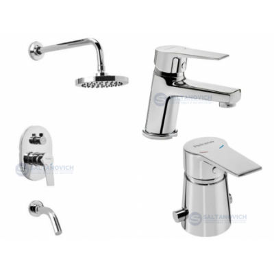 Combo Grifería Baño Peirano Mora Lavatorio+ Ducha Emb+ Bidet