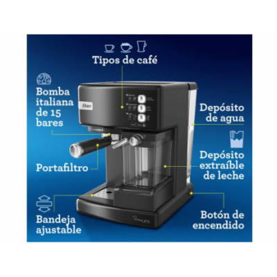 Cafetera Oster BVSTEM6603B Automática 1050 Watts 15 Bares