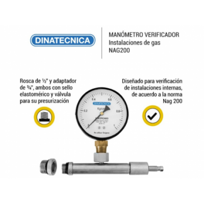 Manómetro Kit Verificador Instalaciones de Gas Dinatecnica