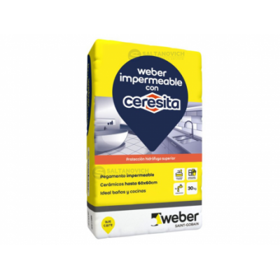 Pegamento P/Cerámicas Weber Impermeable C/Ceresita 30 kg