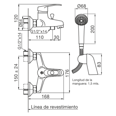 Monocomando Ducha Externa Fv Arizona C/ Transferencia Cromo