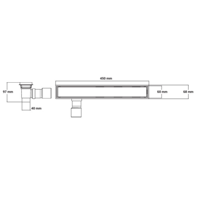 Desague Lineal Clásico Atrim 45 cm Tapa Ciega Acero Inox