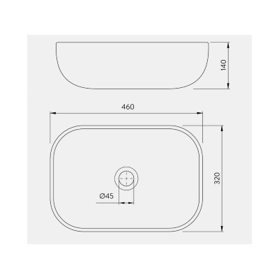 Bacha Negra Apoyar Rectangular Peirano 46x32 Bch10