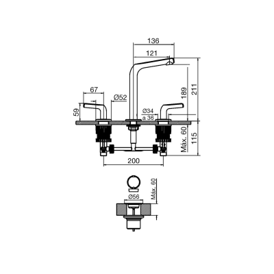 Griferia Para Lavatorio de Mesada FV Modelo Cipres 0207N2