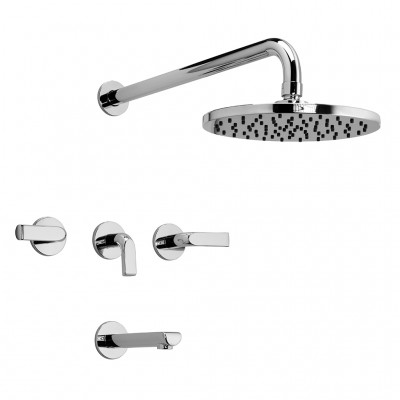 Combo Grifería Lavatorio + Ducha Embutir Fv Cipres Cromo