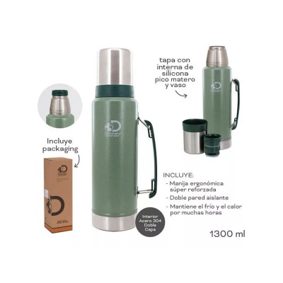 Termo Discovery De Acero Inoxidable 1.3 Litros Color Verde