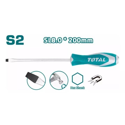 Destornillador Plano De Golpe 8 Mm X 200mm Total Thtgts82006