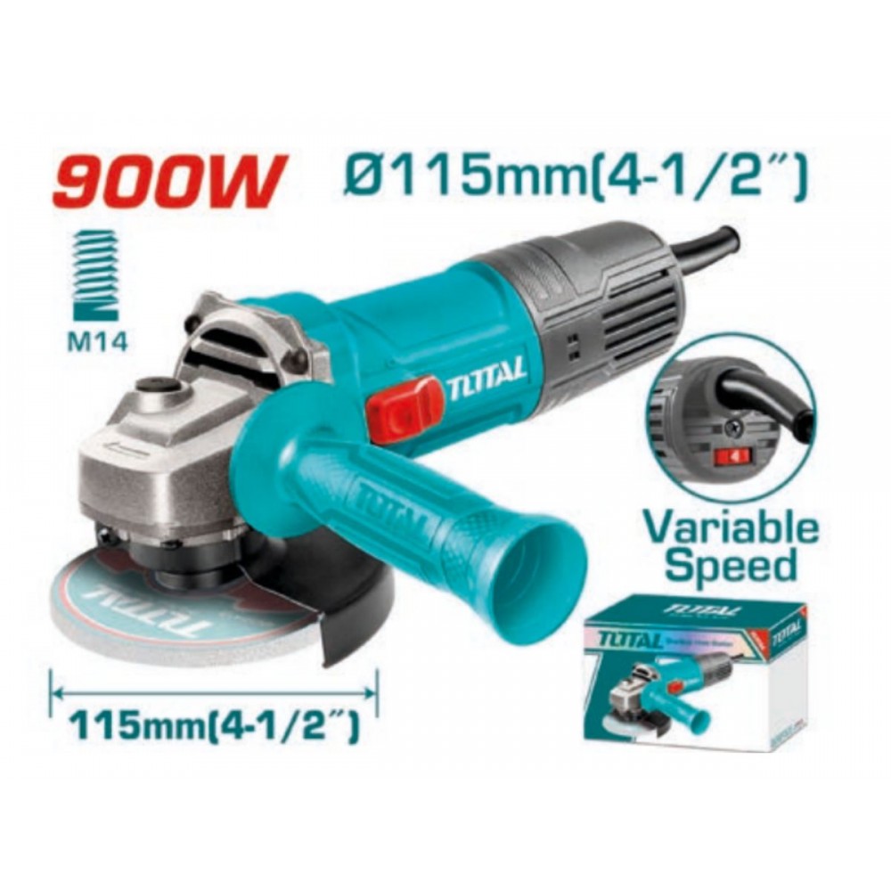 AMOLADORA ANGULAR 900W-115MM TOTAL INDUSTRIAL TG1091155654 (VELOCIDAD VARIABLE )