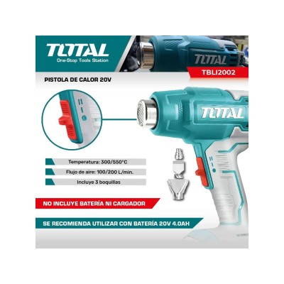 PISTOLA DE CALOR INALAMBRICA  20V TOTAL  TBLI2002 SIN BATERIA Y SIN CARGADOR