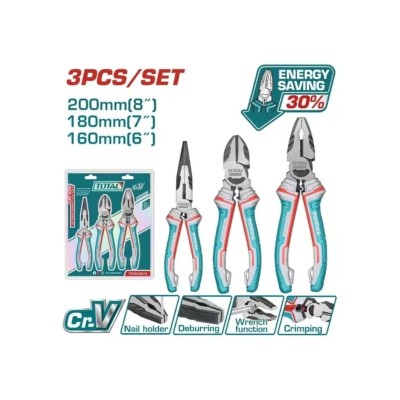 PINZAS KIT 3 pinzas 8"y7" 6" TOTAL INDUSTRIAL THT2K0301S