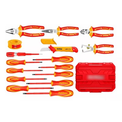 CAJA DE HERRAMIENTAS AISLADAS DE 16 PCS  TOTAL THKITH1601 (CAJA  ROJA)