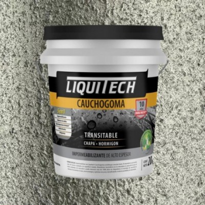 Impermeabilizante Exterior Liquitech Cauchogoma Para Techos Color Blanco Acabado Mate 20l 20kg