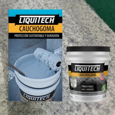 Impermeabilizante Exterior Liquitech Cauchogoma Para Techos Color Blanco Acabado Mate 20l 20kg