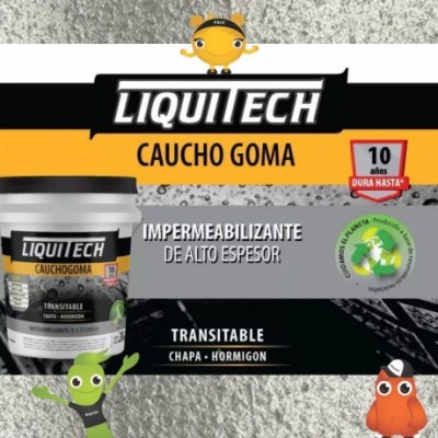 Impermeabilizante Exterior Liquitech Cauchogoma Para Techos Color Blanco Acabado Mate 20l 20kg