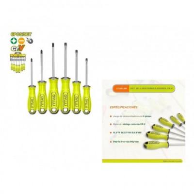 Set Kit De 6 Destornilladores Phillips Plano Dyllu By Total