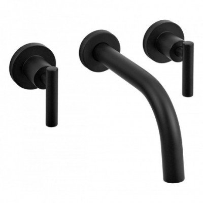 Griferia Baño Lavatorio Pared Adra Black Peirano 62-162n Emb
