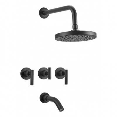 Grifería Ducha De Baño Peirano Adra Black 80-166n Embutir Con Transferencia Color Negro Acabado Mate Flor De Ducho Negra