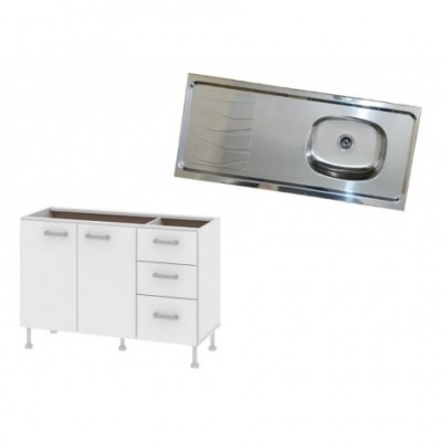 Bajo Mesada De Cocina+mesada 120 Cm 2 Puertas 3 Cajones
