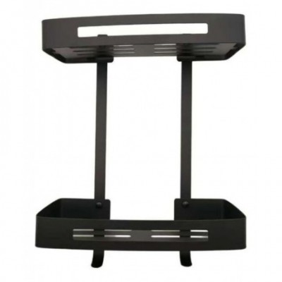 Organizador Rectangular 2 Estante Acero Negro Premium Baño