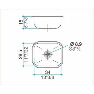 Bacha Cocina Johnson Simple E28 34x18x15 Acero Inoxidable