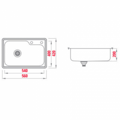 Bacha De Cocina Simple Empotrar Starken T5642 Acero Inox 56x42x20 cm