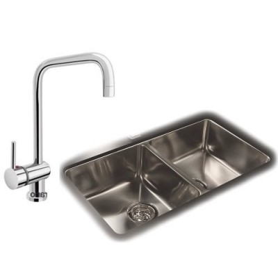 Bacha Doble Cocina Johnson Q76 Monocomando Peirano Cuadrado