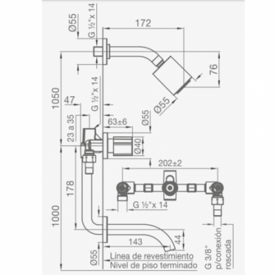 Grifería Ducha Fv Radal Embutir Con Transferencia Cromado