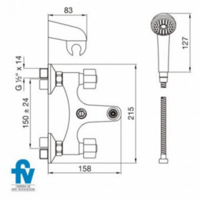Grifería Ducha Pared Externa Fv Arizona Plus C/transferencia