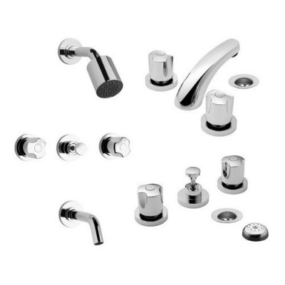 Combo Grifería Baño Completo Fv Pampa + 4 Flexibles 30 Cm