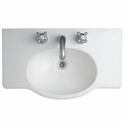Bacha Lavatorio Para Vanitory Ferrum Venecia 3 Agujeros 64 Cm Blanca Loza