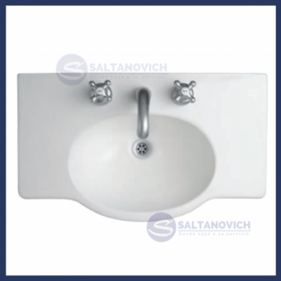 Bacha Lavatorio Para Vanitory Ferrum Venecia 3 Agujeros 64 Cm Blanca Loza