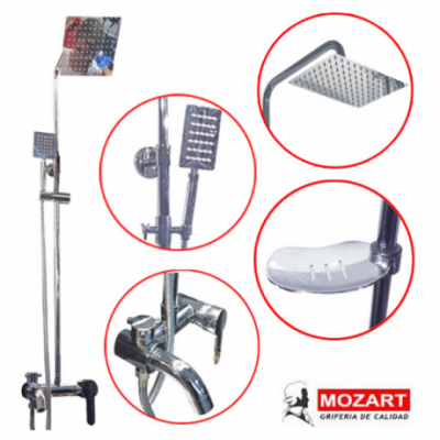 Set Completo De Ducha Mozart 2043 7 Piezas Acero Inoxidable