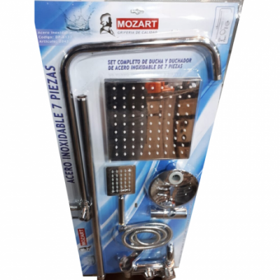 Set Completo De Ducha Mozart 2043 7 Piezas Acero Inoxidable