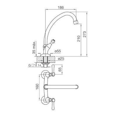 Grifería De Cocina De Mesada Fv Margot 0416/62l Cromo Lever