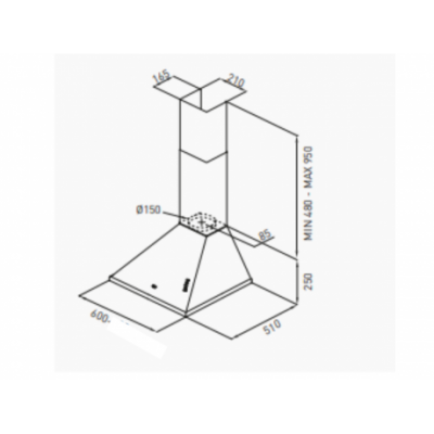 Campana Tst Traful De Pared 60 Cm Acero Inox 3 Velocidades